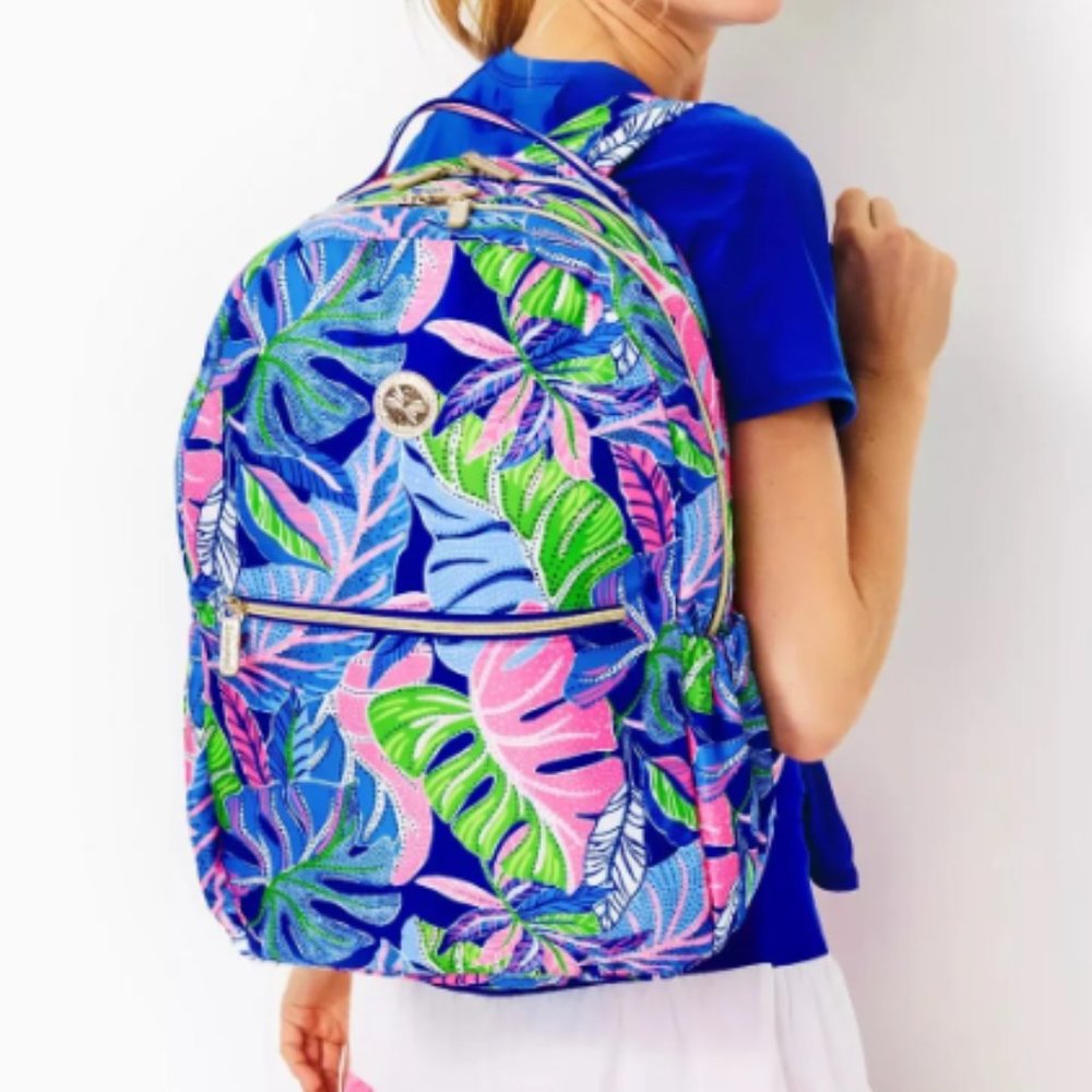 Lilly Pulitzer Sport Backpack In Blue Grotto Beleaf In Yourself NWT